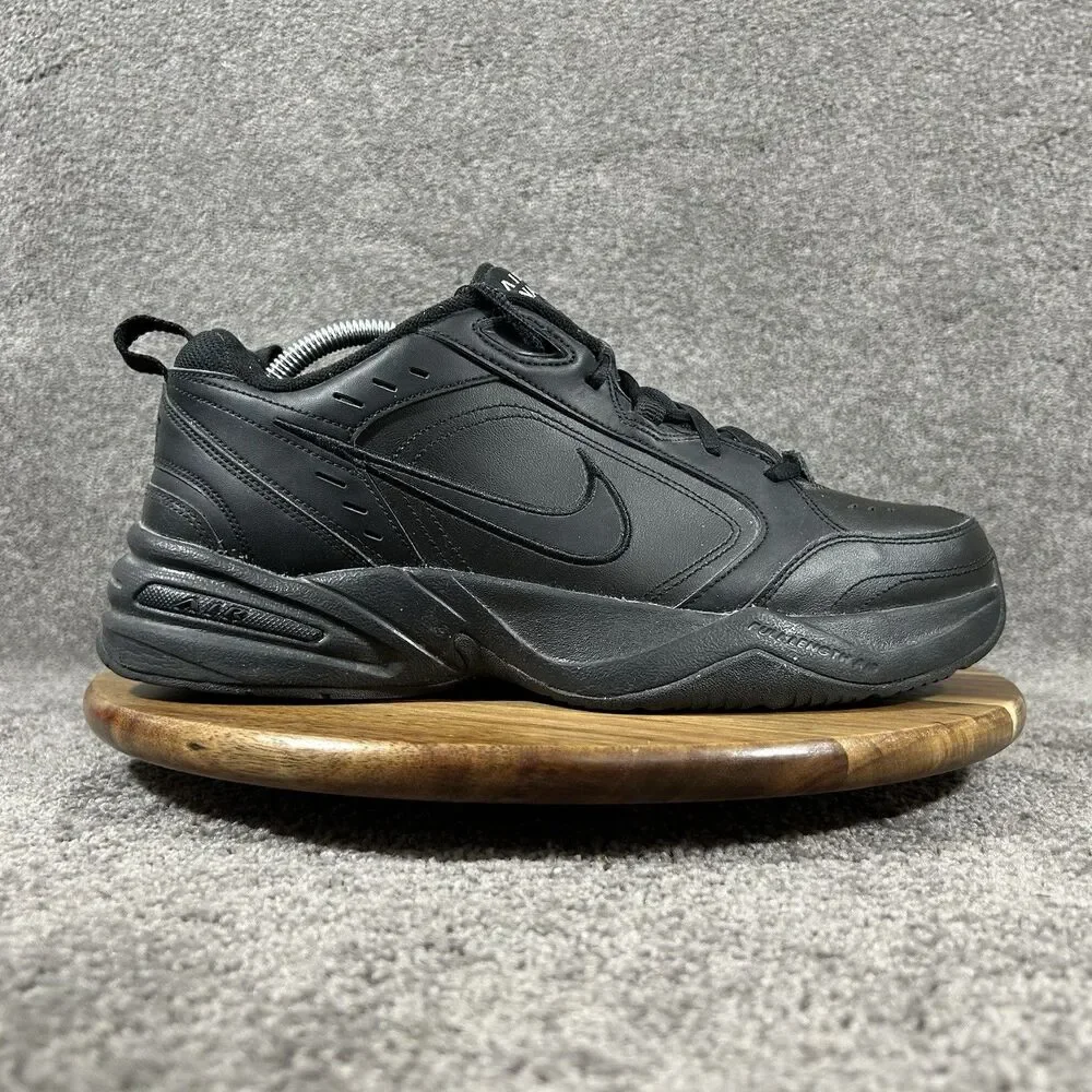 Nike Air Monarch IV Men's Size 10.5 Triple Black Athletic Walking Dad Shoes Used